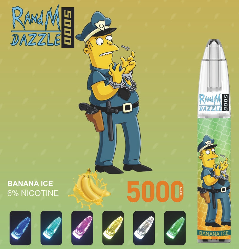 RandM Dazzle 5000 RGB Işık Parlayan Tek Kullanımlık Vape 5000 Puflar